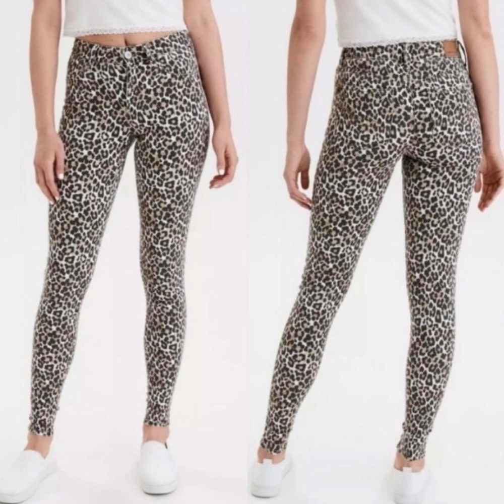 American Eagle High-Rise Leopard Print Jegging Size 16
